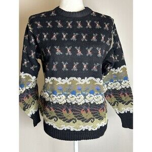 The Import Workshop Vintage Floral Black and Tan Sweater Medium